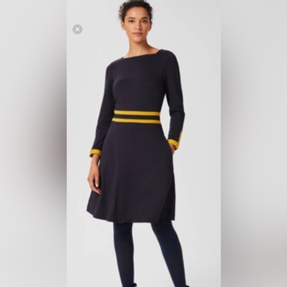 New Hobbs London Navy and Gold Women's Dress